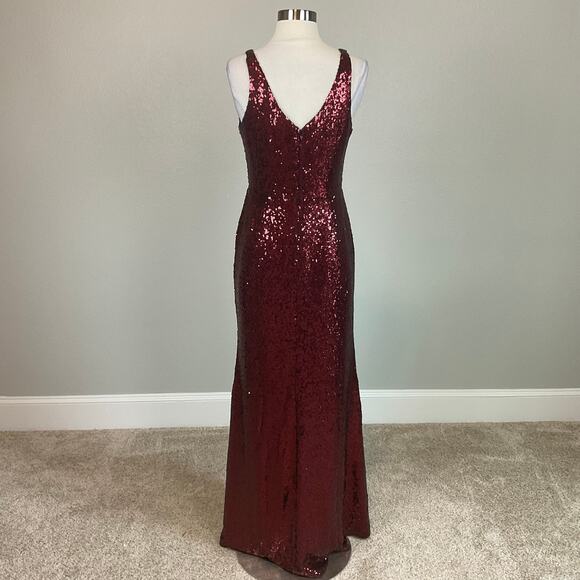 Nightway Sequined Sleeveless Long A-Line Evening Gown red Size 4 Formal Dress - Picture 4 of 9